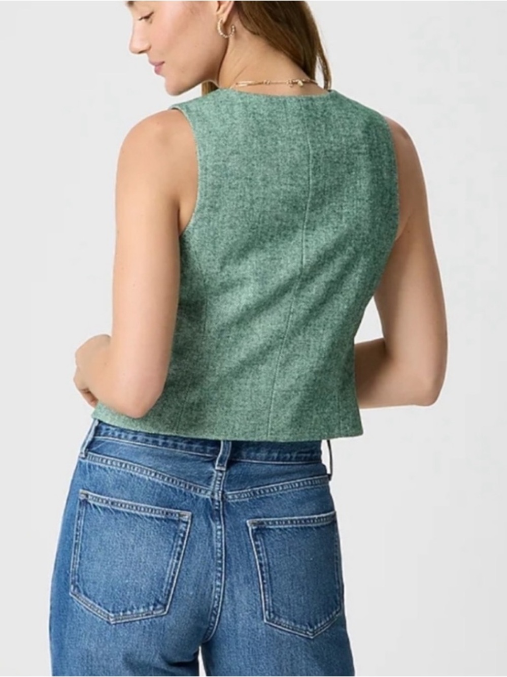 J. Crew Factory Green Wool Blend Button Front Vest - Picture 2 of 10